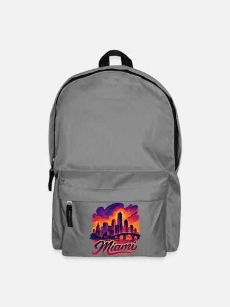 Miami Stadt Magic City Silhouette Skyline Geschenk - Rucksack - Mittelgrau