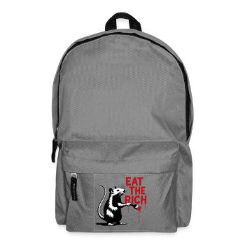 Ratte mit Botschaft Eat the Rich - Rucksack - Mittelgrau - Vorne
