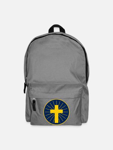 Goldenes Kreuz mit Strahlen - Rucksack - Mittelgrau
