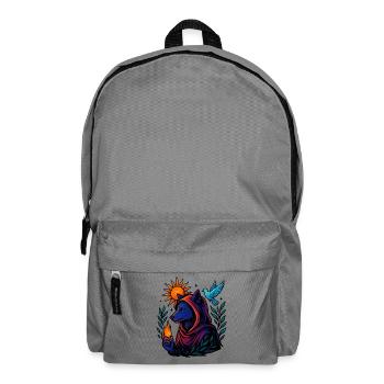 Spirit Flame – Art of the Cosmic Wolf - Backpack - elephant grey - Front