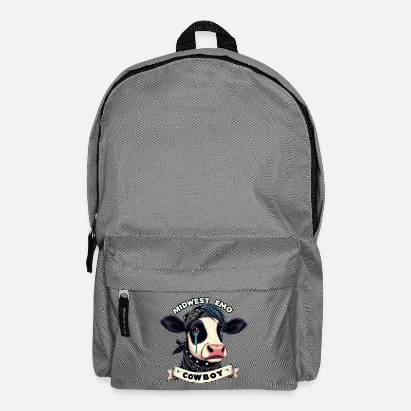 Midwest Emo Cowboy Cow Illustration - Backpack - elephant grey