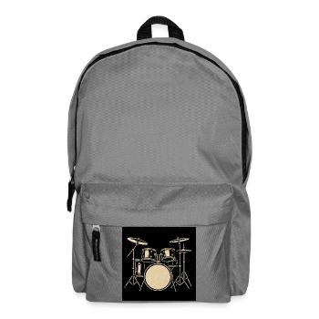Black Silver Drumset Illustration - Backpack - elephant grey - Front