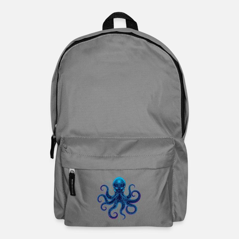 Cyberneon-Oktopus-Schaltkreise - Rucksack - Mittelgrau