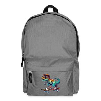 Funny Dinosaur Skating on Skateboard Cartoon Skate - Backpack - elephant grey - Front