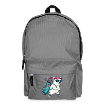 Funny Polar-Bear Golfer Cartoon Cool Golf Animal - Backpack - elephant grey - Front