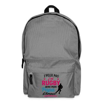 Rugby-Papa in Pink Heart - Rucksack - Mittelgrau - Vorne