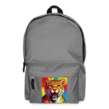 Leopard Pop Art Farbexplosion - Rucksack - Mittelgrau - Vorne