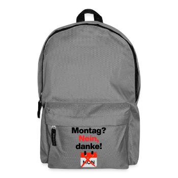 Montag? Nein, danke! Lustiges Motiv für Büromuffel - Rucksack - Mittelgrau - Vorne
