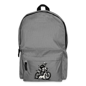 Motocross rider illustration in action - Backpack - elephant grey - Front