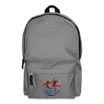 Singing goldfish with sunglasses in glass - Backpack - elephant grey - Front