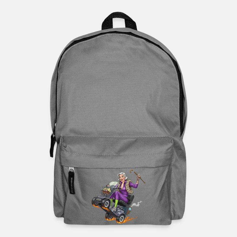 Granny purple on racing mobility scooter - Backpack - elephant grey