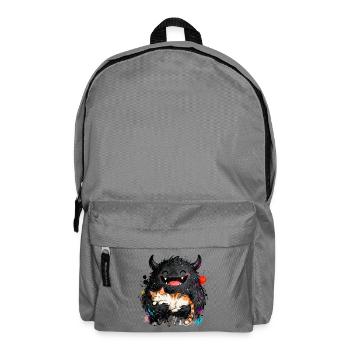 Kuscheliges lachendes Monster mit Katze im Arm - Rucksack - Mittelgrau - Vorne