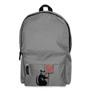 Ratte mit Protest-Schild - Rucksack - Mittelgrau - Vorne