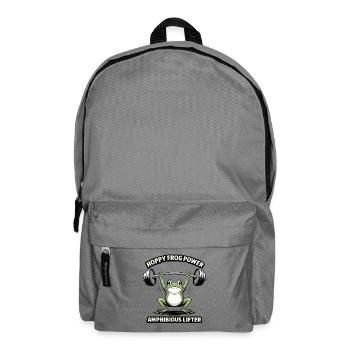 Hoppy Frog Power – Lustiger Fitness Frosch - Rucksack - Mittelgrau - Vorne