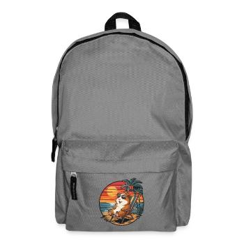 Lustiges Meerschweinchen am Strand, Sommerurlaub, Sonnenuntergang - Rucksack - Mittelgrau - Vorne