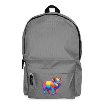 Buntes Schwein-Regenbogen-Pop-Art-Aquarell - Rucksack - Mittelgrau - Vorne
