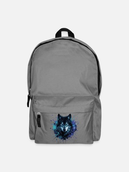 Wolf Aquarell – Color Splash - Rucksack - Mittelgrau
