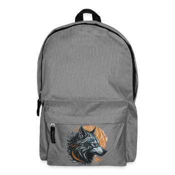 Schwarzer Wolf unter dem goldenen Mond - Rucksack - Mittelgrau - Vorne