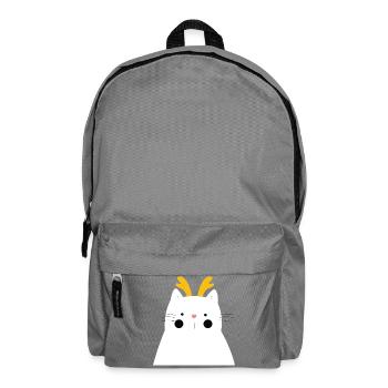 Weiße Katze mit goldenem Geweih - Rucksack - Mittelgrau - Vorne