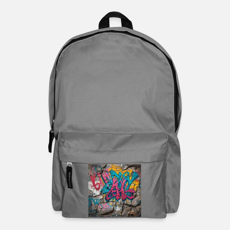 Bunte Graffiti auf Steinwand - Rucksack - Mittelgrau