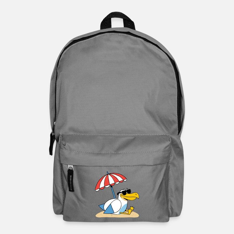 Sonniges Strand-Möwe mit Schirm - Rucksack - Mittelgrau