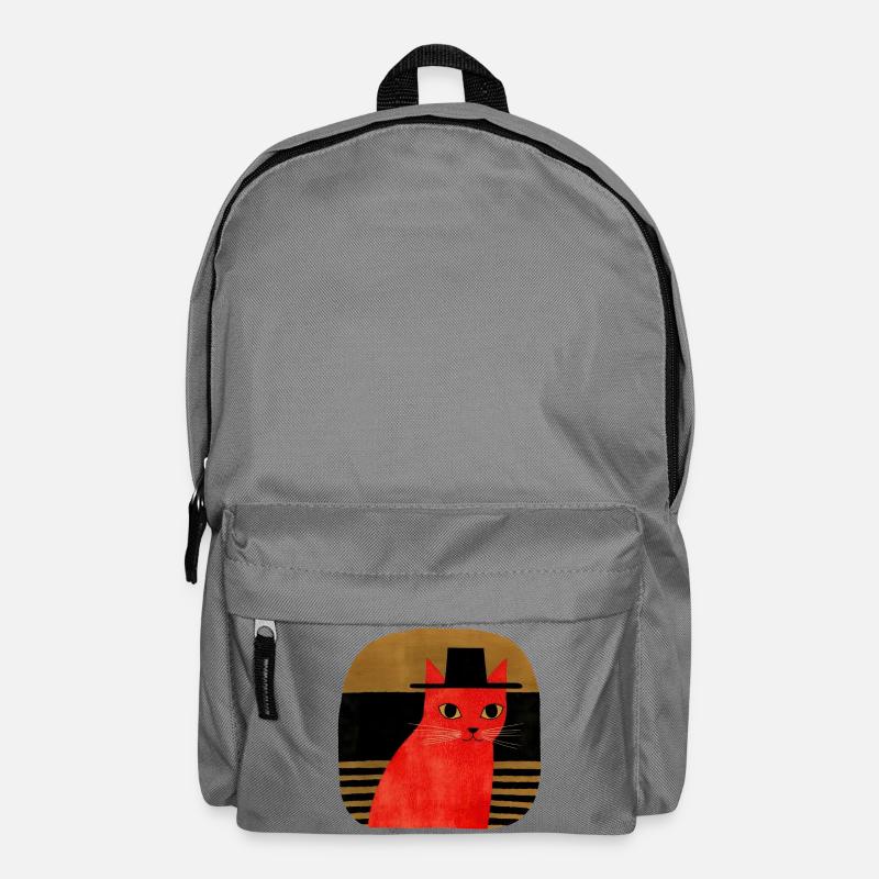 Rote Katze mit Hut Retro Art - Rucksack - Mittelgrau