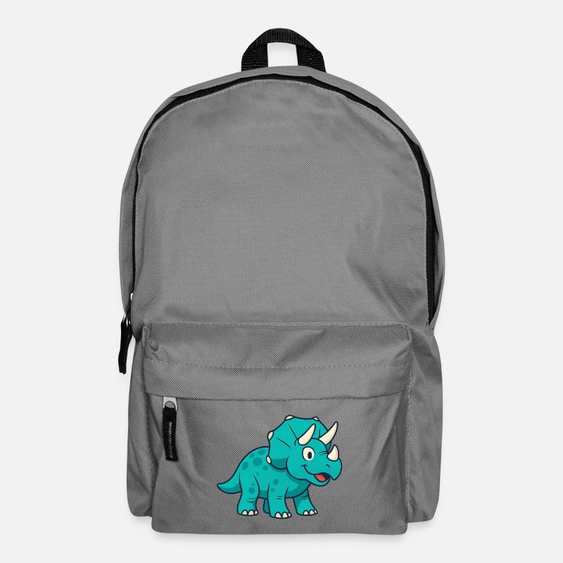 Cheerful Dino Triceratops - Backpack - elephant grey