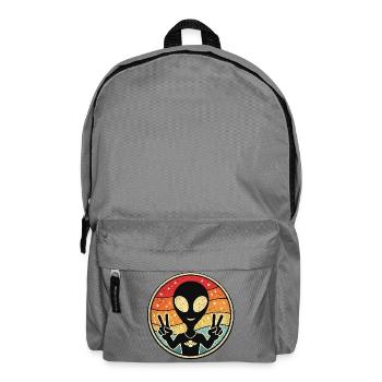 Alien Peace Retro Sticker - Backpack - elephant grey - Front