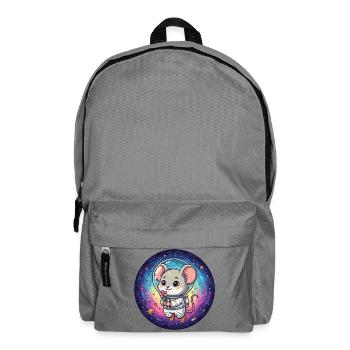 Mouse in astronaut suit with flower in space - Backpack - elephant grey - Front