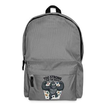 Bouldern Shirt lustig – Gorilla „Too Strong“ - Rucksack - Mittelgrau - Vorne