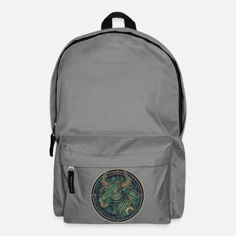 Stier Mandala Teal-Gold Kreis - Rucksack - Mittelgrau