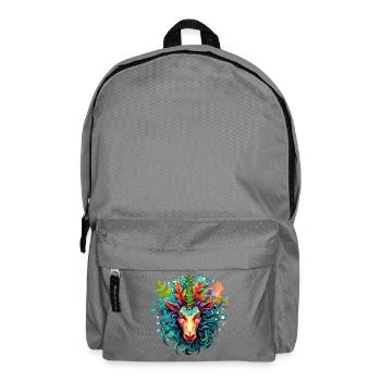 Colorful goat head design with leaves - Backpack - elephant grey - Front