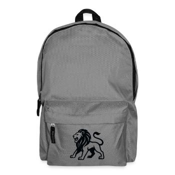 Löwen-Silhouette: kraftvolle Monochrom - Rucksack - Mittelgrau - Vorne