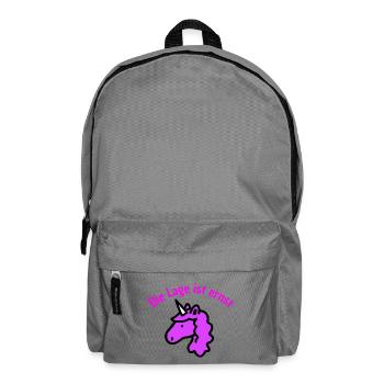 DIE LAGE IST ERNST, LILA EINHORN! LUSTIGER SPRUCH - Rucksack - Mittelgrau - Vorne
