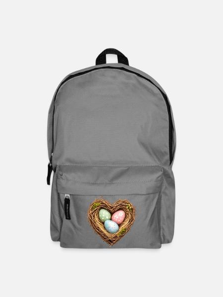 Herzförmiges Osternest mit Eiern - Rucksack - Mittelgrau