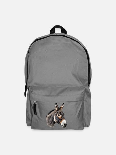 Eselporträt, naturalistische Illustration - Rucksack - Mittelgrau