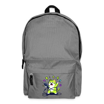 Chat geek drôle débordé avec téléphone - Sac à dos - gris éléphant - Devant