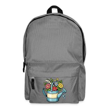 Floral watering can gardening flowers spring - Backpack - elephant grey - Front