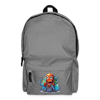 Reise-Oktopus mit Weltkugel - Rucksack - Mittelgrau - Vorne