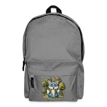 Blue fox animal sad forest - Backpack - elephant grey - Front