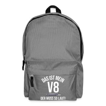 Das ist mein V8 der Muss so laut Shirt  - Rucksack - Mittelgrau - Vorne