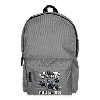 « SOUFFRE MAINTENANT GAGNE PLUS TARD » design fitness imprimé - Sac à dos - gris éléphant - Devant