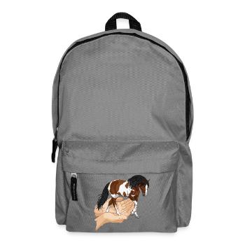 A piebald horse that comes out with two joined hands - Backpack - elephant grey - Front