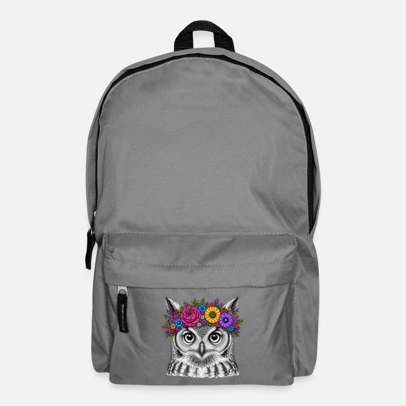 Eulenkopf mit Blumenkrone - Rucksack - Mittelgrau