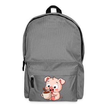 Funny Pig Farmer Coffee Cute Cartoon - Backpack - elephant grey - Front