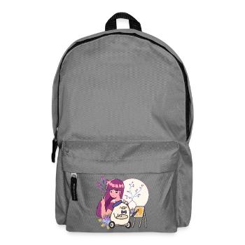 Kawaii-Künstler & Schwein im Rollstuhl - Rucksack - Mittelgrau - Vorne