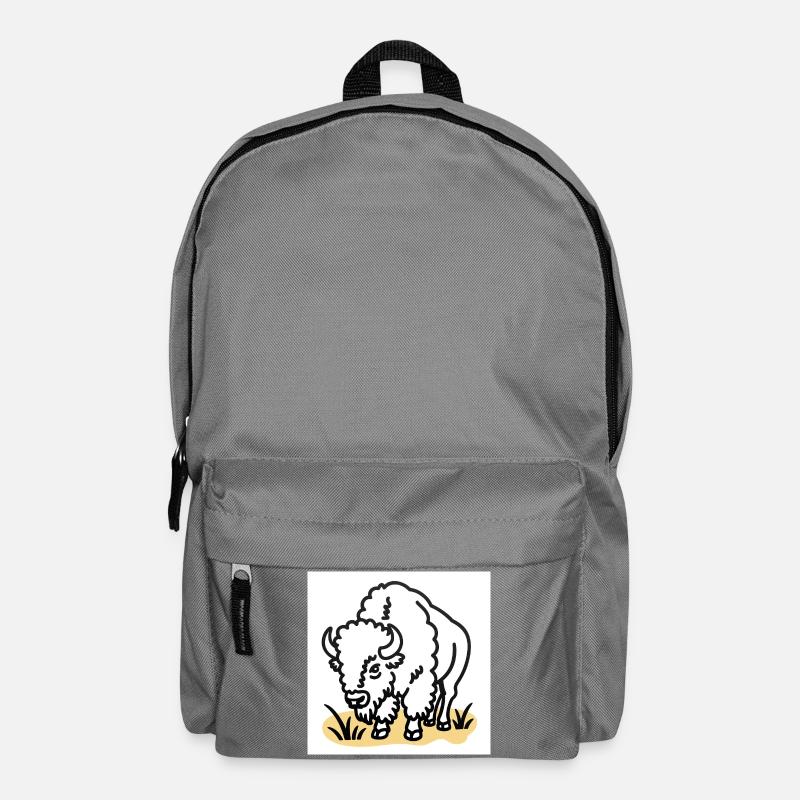 Bison auf gelbem Gras - Rucksack - Mittelgrau