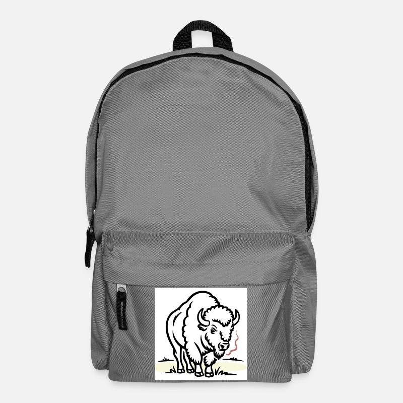Bison mit Rauch auf dem Feld - Rucksack - Mittelgrau