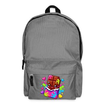 Kawaii Schokoblock mit Farbspritzern - Rucksack - Mittelgrau - Vorne