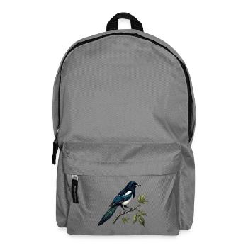 Magpie "Pica pica" — ornithological engraving - Backpack - elephant grey - Front